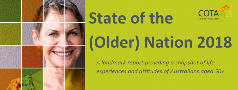 State of the (Older) National graphic header showing face of a woman in COTA colours